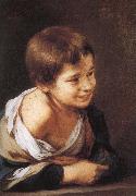 Bartolome Esteban Murillo Window, smiling boy oil